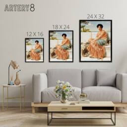 "Artery8 Godward Reverie Days Of Sappho Framed Canvas Wall Art Print - Size: W12"" x H16""" - thumbnail 4