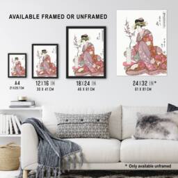 "Artery8 Courtesan Tsukasa Of Ogiya Japan Wall Art Print Utamaro Kitagawa in Pink - Size: W18"" x H24""" - thumbnail 3