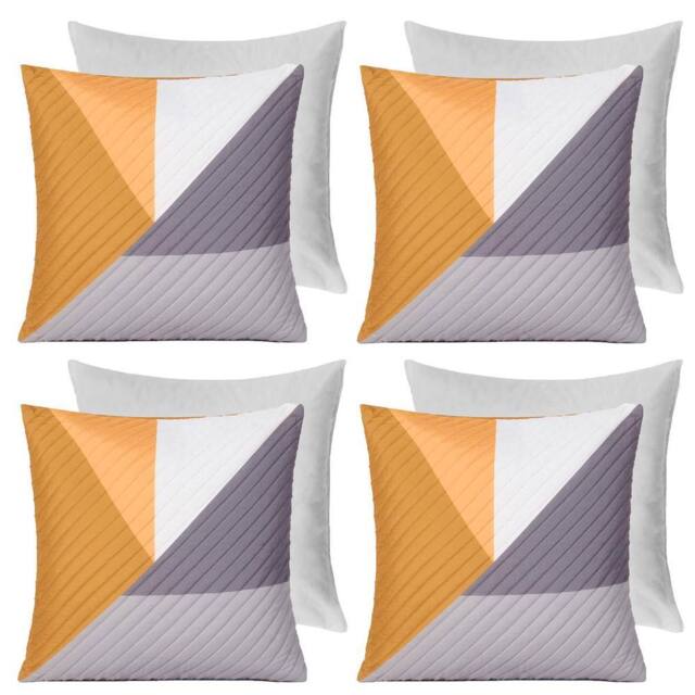 OHS 4 Pack Geometric Pinsonic Filled Cushion Covers - 45 x 45cm in Yellow - Size: 45 cm x 45 cm - image 1