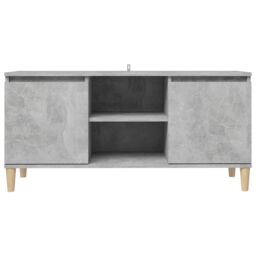 Berkfield Home TV Cabinet with Solid Wood Legs Concrete Grey 103.5x35x50 cm - thumbnail 5