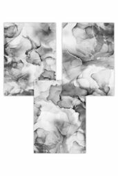 ARTZE Set of 3 Abstract Floral Fluid in Grey Art Posters in Mid Grey - Size: W50 cm x H70 cm - thumbnail 1