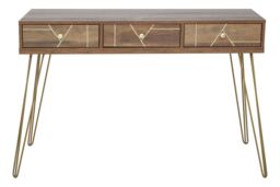Orsina Timeless Design Desk, Ample Storage Metallic Furniture, Compact & Versatile Three Drawer Work Desk in Brown - thumbnail 7
