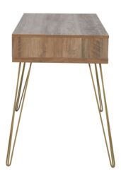 Orsina Timeless Design Desk, Ample Storage Metallic Furniture, Compact & Versatile Three Drawer Work Desk in Brown - thumbnail 4