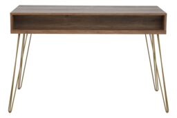 Orsina Timeless Design Desk, Ample Storage Metallic Furniture, Compact & Versatile Three Drawer Work Desk in Brown - thumbnail 5