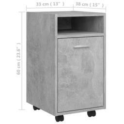 Berkfield Home Side Cabinet with Wheels Concrete Grey 33x38x60 cm Engineered Wood - Size: 33 x 38 x 60 cm - thumbnail 8