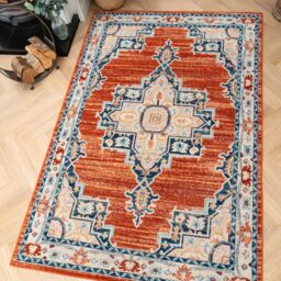 Kukoon Terracotta Orange Traditional Medalion Living Area Rug - Size: 80 cm x 150 cm - thumbnail 2