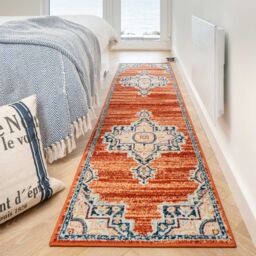 Kukoon Terracotta Orange Traditional Medalion Living Area Rug - Size: 80 cm x 150 cm - thumbnail 5