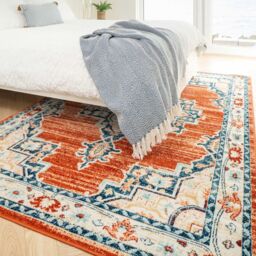 Kukoon Terracotta Orange Traditional Medalion Living Area Rug - Size: 80 cm x 150 cm - thumbnail 4