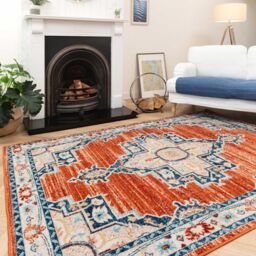 Kukoon Terracotta Orange Traditional Medalion Living Area Rug - Size: 80 cm x 150 cm - thumbnail 3