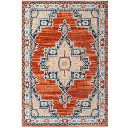 Kukoon Terracotta Orange Traditional Medalion Living Area Rug - Size: 80 cm x 150 cm - thumbnail 1