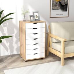 Costway 7-Drawer Storage Cabinet Mobile File Organizer Filing Dresser Chest in Natural - thumbnail 5