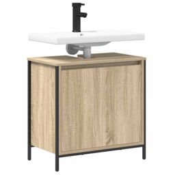 Berkfield Home Bathroom Basin Cabinet Sonoma Oak 60x34.5x60 cm in Brown - thumbnail 4