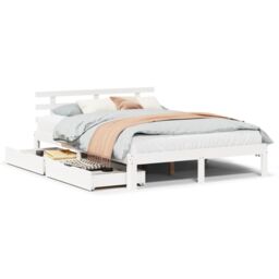 Berkfield Home Bed Frame with Drawers without Mattress White 150x200 cm King Size - thumbnail 2