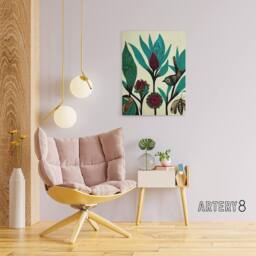 "Artery8 Folk Art Flowers Birds Canvas Wall Art Print in Blue - Size: W18"" x H24""" - thumbnail 3