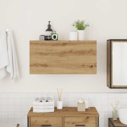Berkfield Home Bathroom Wall Cabinet Artisan Oak 80x25x40 cm Engineered Wood in Brown - Size: 80 x 25 x 40 cm - thumbnail 3