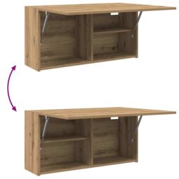 Berkfield Home Bathroom Wall Cabinet Artisan Oak 80x25x40 cm Engineered Wood in Brown - Size: 80 x 25 x 40 cm - thumbnail 9