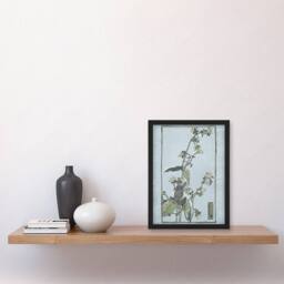 Artery8 Leaf Cup Floral Painting Vintage Framed Wall Art Print Overbeck in Blue - Size: A4 - thumbnail 4