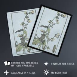 Artery8 Leaf Cup Floral Painting Vintage Framed Wall Art Print Overbeck in Blue - Size: A4 - thumbnail 2