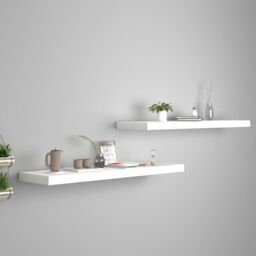 Berkfield Home Floating Wall Shelves 2 pcs White 90x23.5x3.8 cm MDF - thumbnail 1