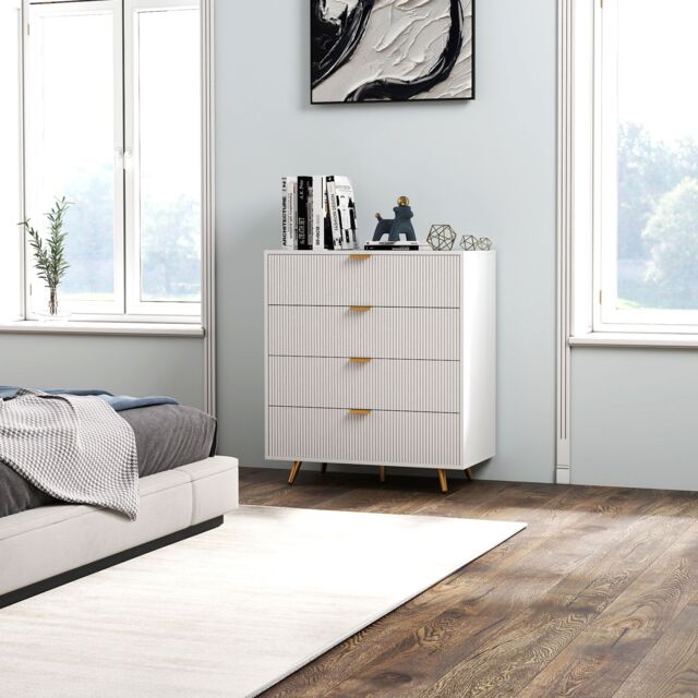HOMCOM Chest of Drawers with 4 Drawers for Bedroom, Living Room in White - image 1