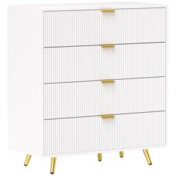 HOMCOM Chest of Drawers with 4 Drawers for Bedroom, Living Room in White - thumbnail 2