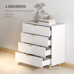 HOMCOM Chest of Drawers with 4 Drawers for Bedroom, Living Room in White - thumbnail 4