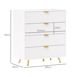 HOMCOM Chest of Drawers with 4 Drawers for Bedroom, Living Room in White - thumbnail 3
