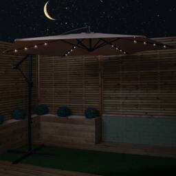 Samuel Alexander Beige Cantilever Lit Banana Garden Parasol, Crank Handle & Solar LEDs - thumbnail 3