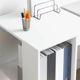 Berkfield Home White White Computer Desk White Particle board Medium Storage - thumbnail 4