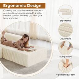 Dprodo Corduroy Modular Sofa, 202CM Loveseat Couch, 25V9 in Beige - thumbnail 6