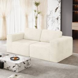 Dprodo Corduroy Modular Sofa, 202CM Loveseat Couch, 25V9 in Beige - thumbnail 1