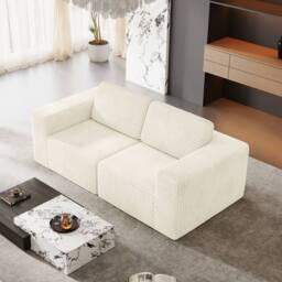 Dprodo Corduroy Modular Sofa, 202CM Loveseat Couch, 25V9 in Beige - thumbnail 9