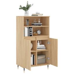 Berkfield Home Highboard Sonoma Oak 60x36x110 cm Engineered Wood in Light Oak - Size: 60 x 36 x 110 cm - thumbnail 4