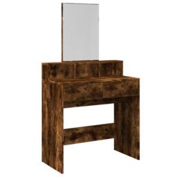 Berkfield Home Dressing Table with Mirror Smoked Oak 80x41x144.5 cm in Brown - thumbnail 1