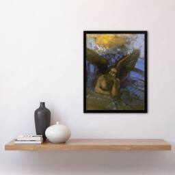 "Artery8 Old Angel Winged Sphinx Painting Redon Vintage Framed Wall Art Print - Size: W12"" x H16""" - thumbnail 4