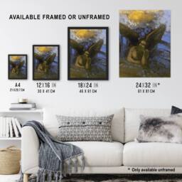 "Artery8 Old Angel Winged Sphinx Painting Redon Vintage Framed Wall Art Print - Size: W12"" x H16""" - thumbnail 3
