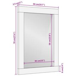 Berkfield Home Beautiful Bathroom Mirror 50x70x2.5 cm Solid Wood Mango & Glass in Brown - thumbnail 9