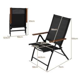 Costway 4PCS Folding Patio Chairs Garden Dining Chairs w/5-Position Backrests in Black - thumbnail 2