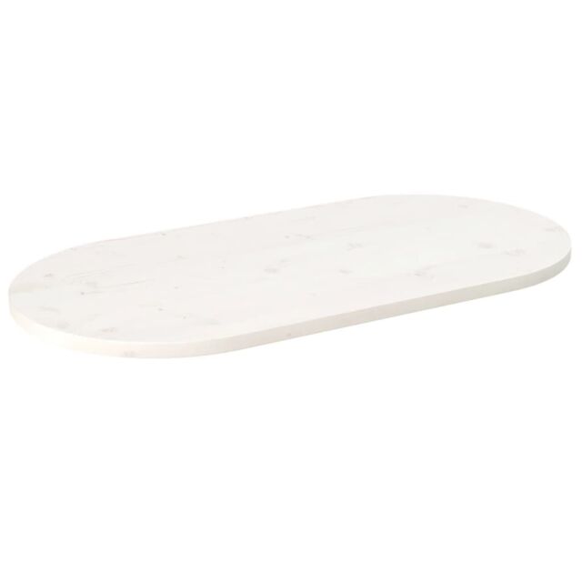 Berkfield Home Table Top White 110x55x2.5 cm Solid Wood Pine Oval - image 1