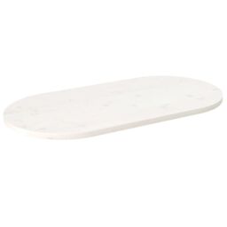 Berkfield Home Table Top White 110x55x2.5 cm Solid Wood Pine Oval