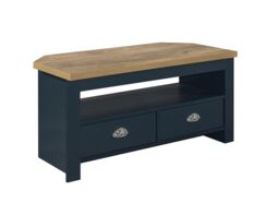 Birlea Corner TV Unit Cream Highgate Entertainment & Oak Farmhouse Shabby Chic in Blue - thumbnail 3