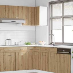 Berkfield Home Hanging Corner Cabinet Lyon Artisan Oak 57x57x60 cm Engineered Wood in Brown - Size: 57 x 57 x 60 cm - thumbnail 3