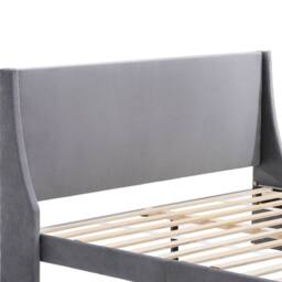 Matteo Double Bed - Grey Velvet - Upholstered Frame with Winged Headboard - thumbnail 9