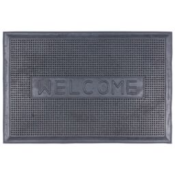 Nicola Spring Heavy Duty Rubber Door Mat - 60 x 40cm - Welcome in Black - Size: 40 cm x 60 cm