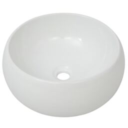 Berkfield Home Bathroom Basin with Mixer Tap Ceramic Round White - thumbnail 4