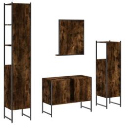Berkfield Home Stylish 4 Piece Bathroom Cabinet Set Smoked Oak Engineered Wood in Brown - thumbnail 8