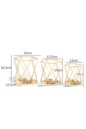 Living and Home Geometric Metallic Candle Holder Tabletop Centerpiece 12.5cm H in Gold - thumbnail 6