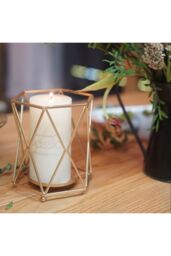 Living and Home Geometric Metallic Candle Holder Tabletop Centerpiece 12.5cm H in Gold - thumbnail 2