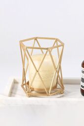 Living and Home Geometric Metallic Candle Holder Tabletop Centerpiece 12.5cm H in Gold