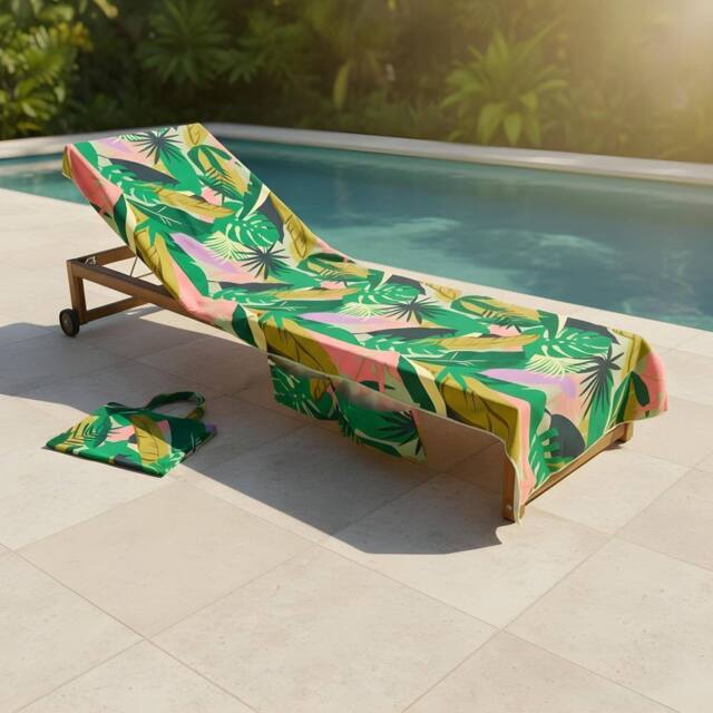 OHS Palm Print Beach Towel with Bag Quick Dry Absorbent Travel Spa - image 1